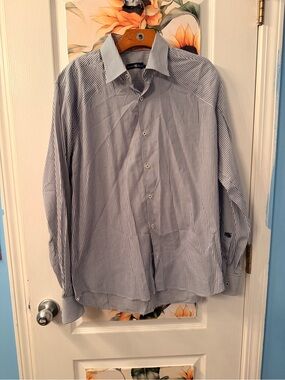 Stone Rose Blue and White Pinstripe Dress Shirt